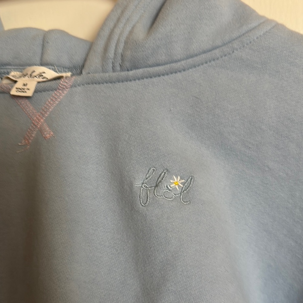 For Love & Lemons Light Blue Cropped Hoodie - Picture 3 of 5